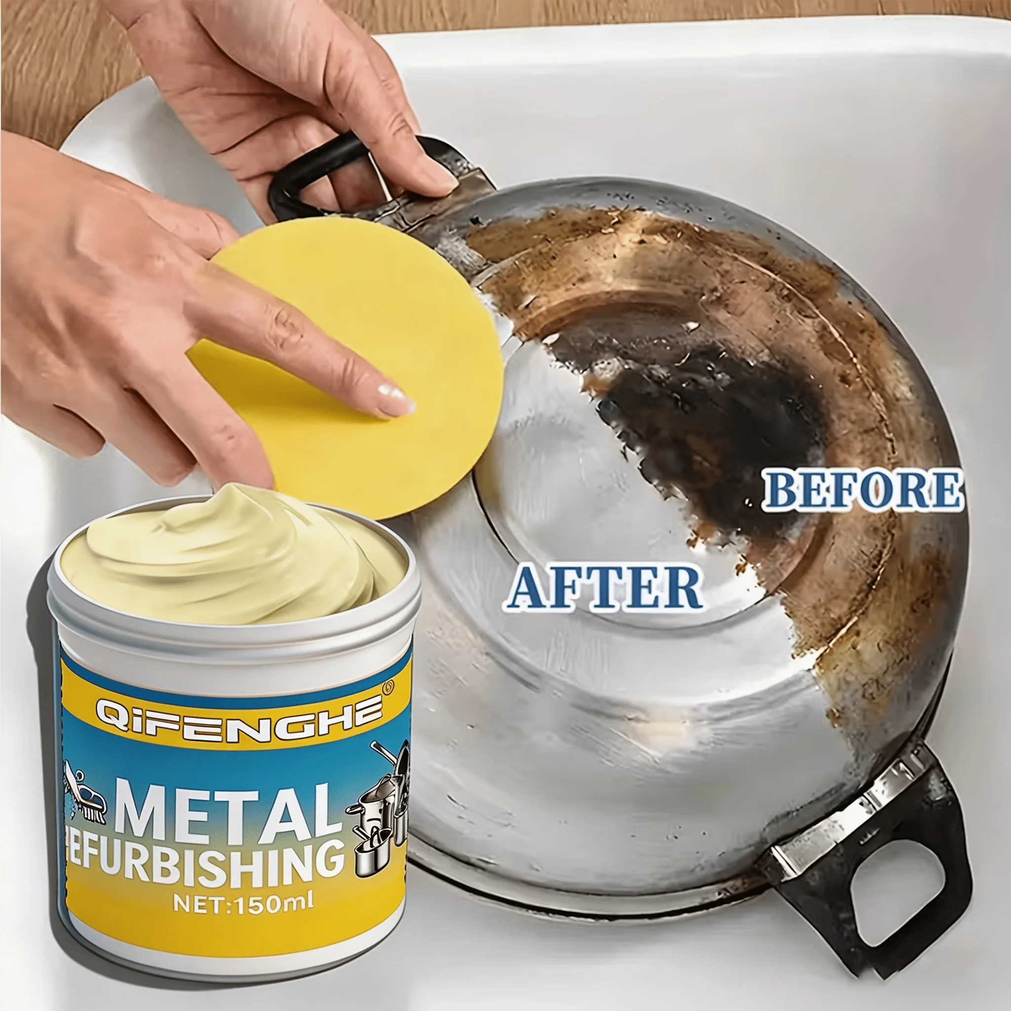 Professional Grade Metal Polishing Paste, Multi-Purpose Metal Repair & Chrome Polish Compound, Scratch & Rust Remover for Auto