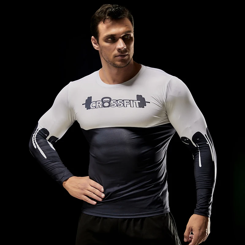 Premium Men's Compression Polyester Tee Long Sleeve Activewear For Gym Training & Sports  Lightweight Stretchy Design