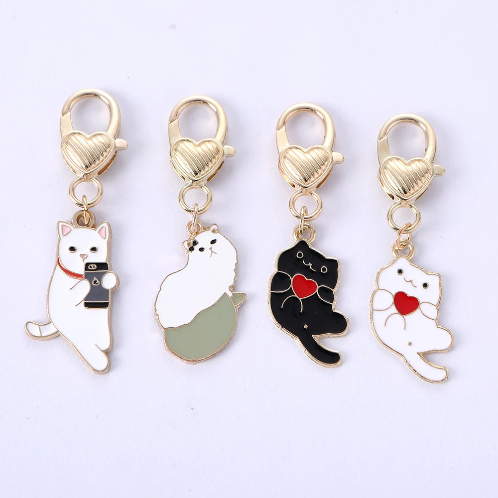 Cute Cartoon Animal Cat Keychain Multicolor Pet Cat Metal Key Ring for Women Men Car Hnadbag Phone Case Pendant Birthday Gifts