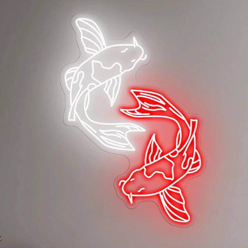 

Koi Fish Neon Sign Custom Japan Neon Signs Bedroom Wall Decor Koi Lover Gift Personalized Neon Light Gaming Room Fish Led Lights