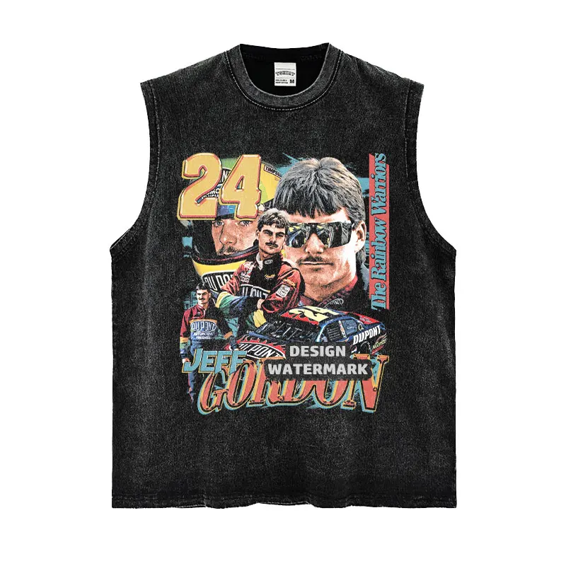 Jeff Gordon Tops Tees Vintage Wash Racing Driver DTG Printing Casual Short Sleeve T Shirt Daily Tops Man Tank Tops Cotton Summer