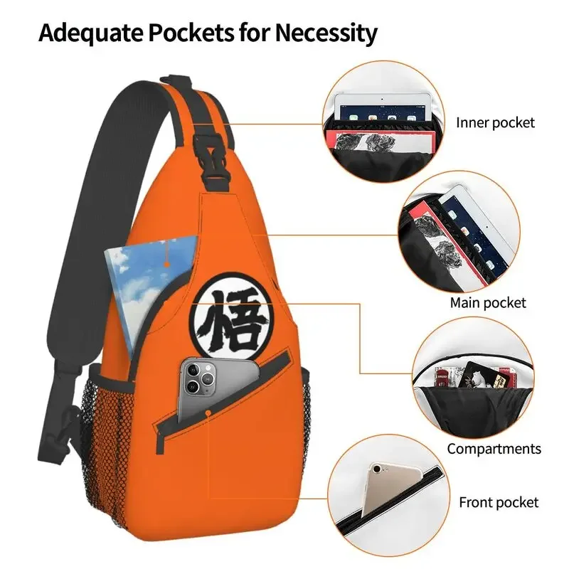 Anime Dragon Ball Gokus Logo Crossbody Sling Backpack Men printing Custom Shoulder Chest Bag Traveling Daypack Mobile bag wallet