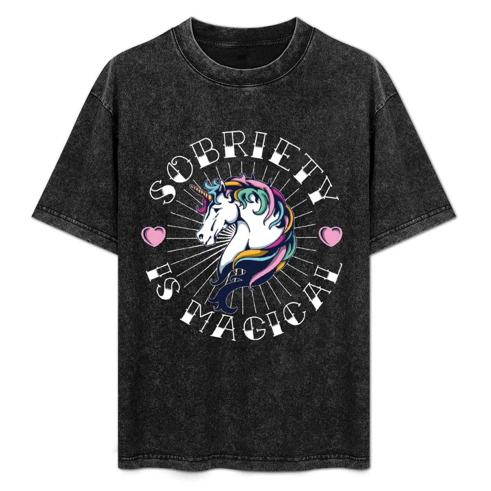 

Sobriety is Magical Tattoo Unicorn NA AA Recovery T-Shirt Plus Size Quick Dry Sports Tee