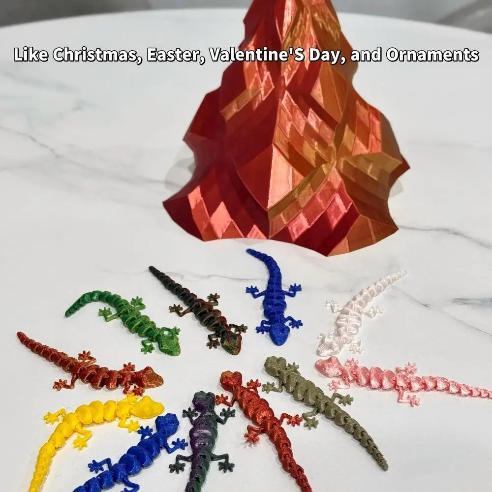 20 Pcs Set 3D Printed Movable Joint Lizards Colorful Realistic Reptile Desktop Ornaments Durable Plastic Decorations for Home