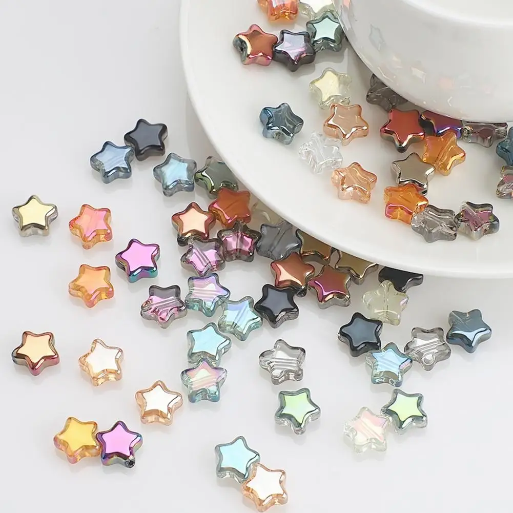 Wysokiej szkło wysokiej jakości gwiazda koralik do rękodzieła Diy gwiazdka gwiazda koralik biżuteria z koralików dostarcza kolorowe szklane gwiazda koralik s wszechstronne tworzenie biżuterii Diy