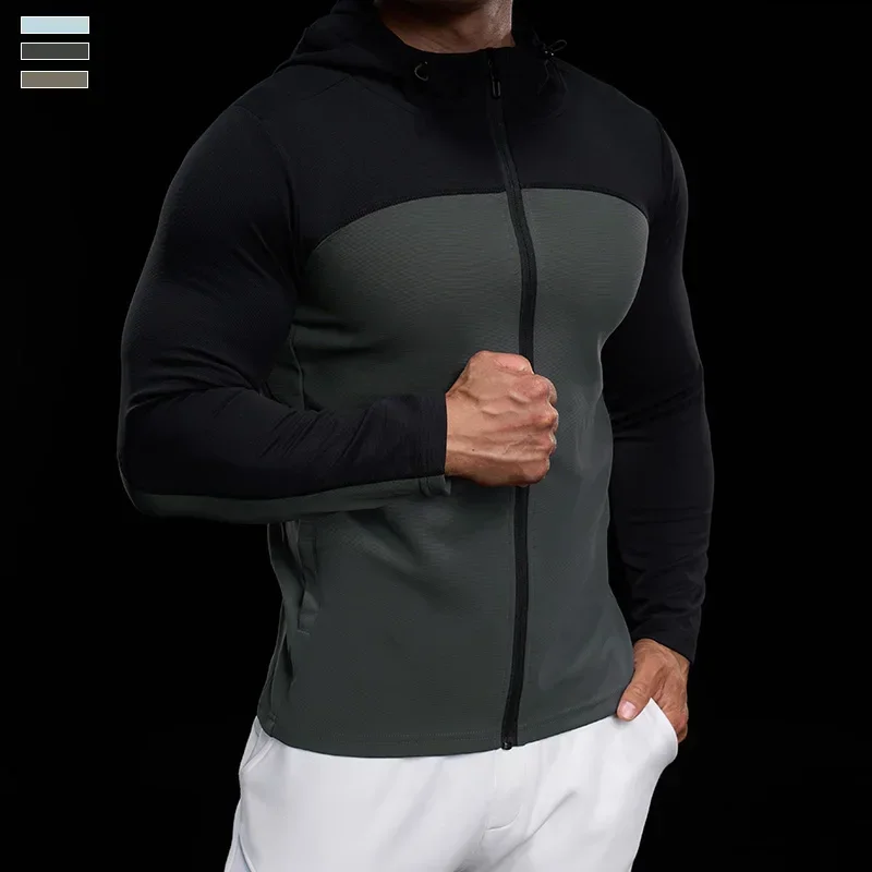 Men Hoodies Sport Bodybuilding Sweatshirt Running Jacket Fitness Training Compression Jersey Gym Long Sleeved T-Shirts