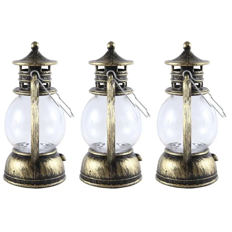 ABWZ-12 Pcs Mini Lantern Decorative Vintage Lantern Operated Lantern With LED Candle Hanging Candle Lanterns Battery Copper