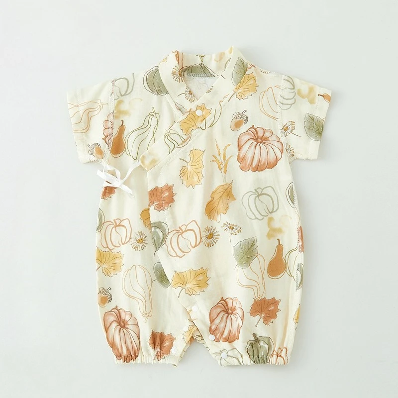 Unisex Baby Summer Onesie Baby Clothing Girls' Cute Printed Short-Sleeved Onesie Comfortable Breathable Boys' Outing Wear