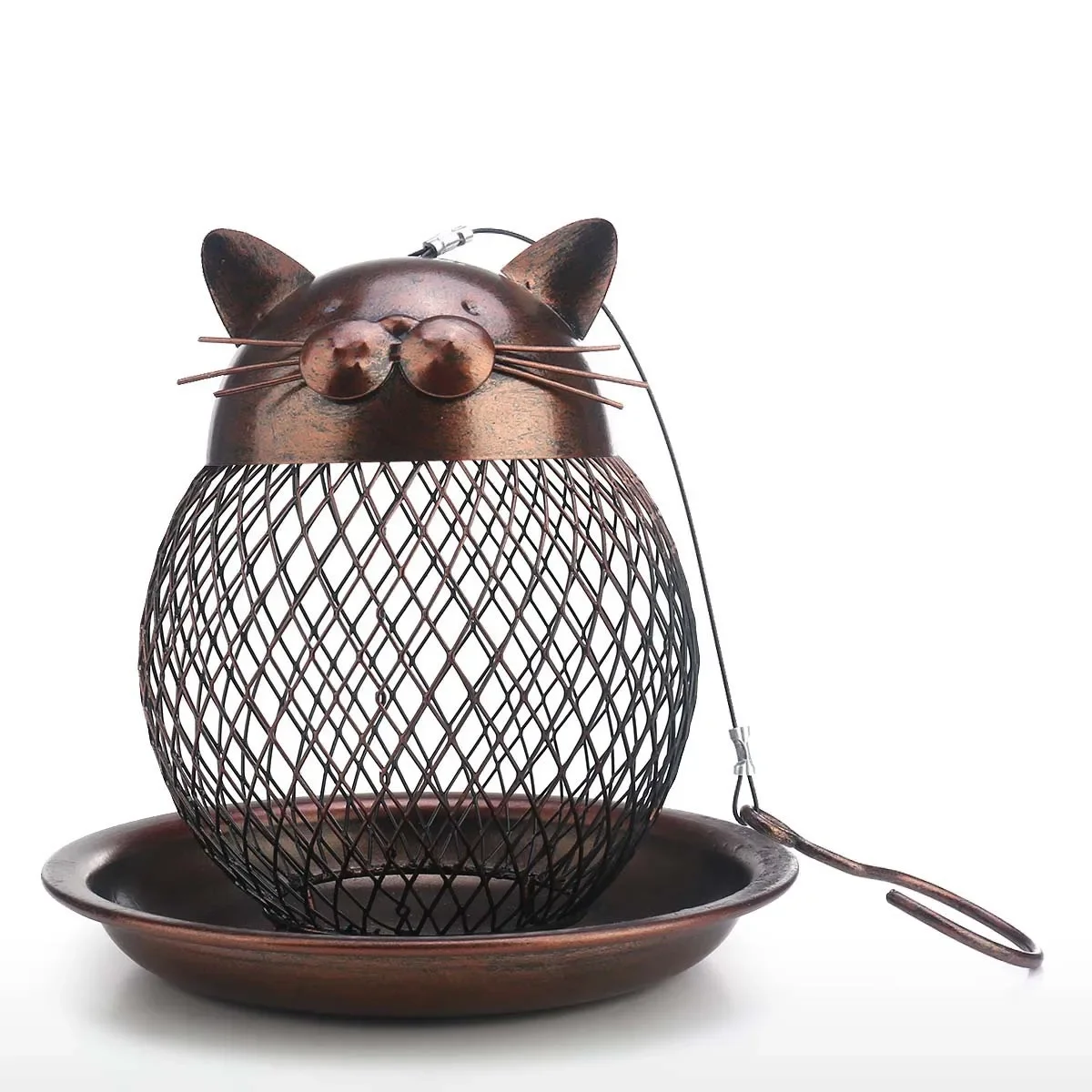 

Creative Home Ornament Modern Metal Craft Outdoor Decoration Hanging Retro Kitten Bird Feeder Festival Housewarming Gift