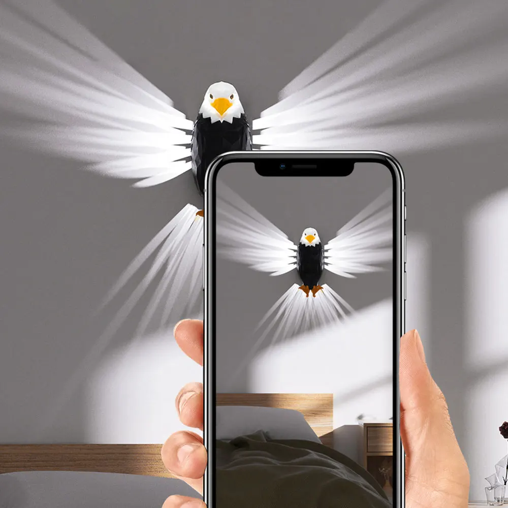 Bird Wall Lamp Magnet Owl Eagle Shape Projector Modern Creative Atmosphere Sconce Light 3D Print Body Animal Lighting Lustre