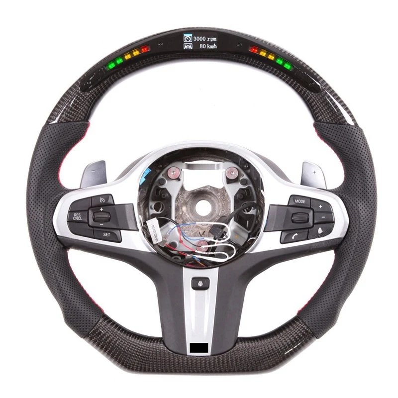 Custom Car Steering Wheel LED RGB CF 100% Real 3K Custom Real Carbon Fiber Steering Wheel for BMW M Sport G30 G31 G20 X3 X5 X7