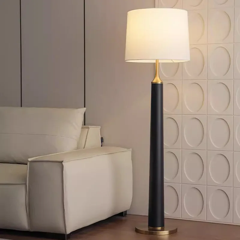 Leather floor lamp living room modern simple sofa decorative lamp bedroom bedside vertical light and shadow atmosphere table