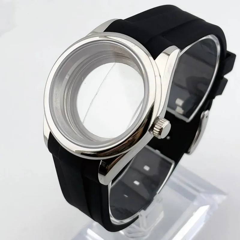 

Oyster watch case 39mm back cover 5bar waterproof suitable for NH35 NH36 movement rubber strap