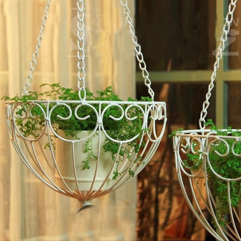 

European style iron art hanging basket, flower pot, balcony, outdoor hanging basket, hanging flower green Luo basket