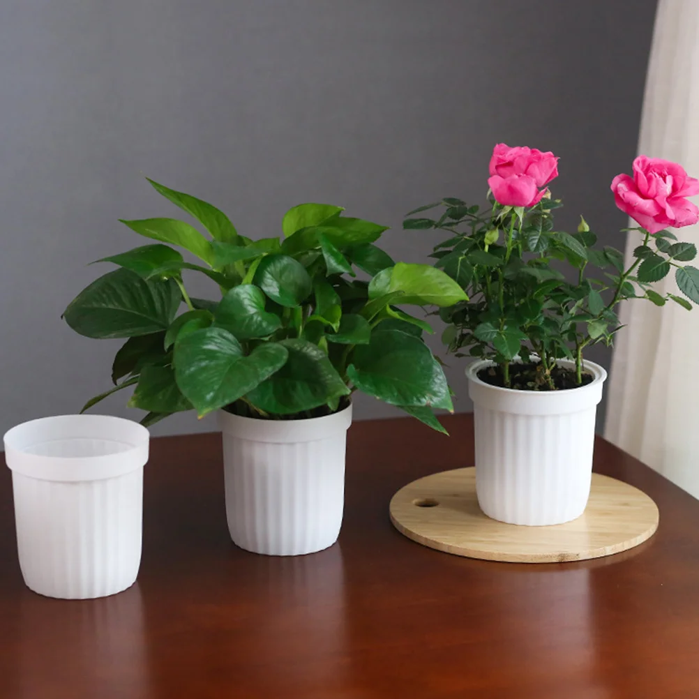 

5 set Self Watering Flower Pot Automatic Absorbent Planter Durable Plastic Plant Container For Indoor Outdoor Garden Use