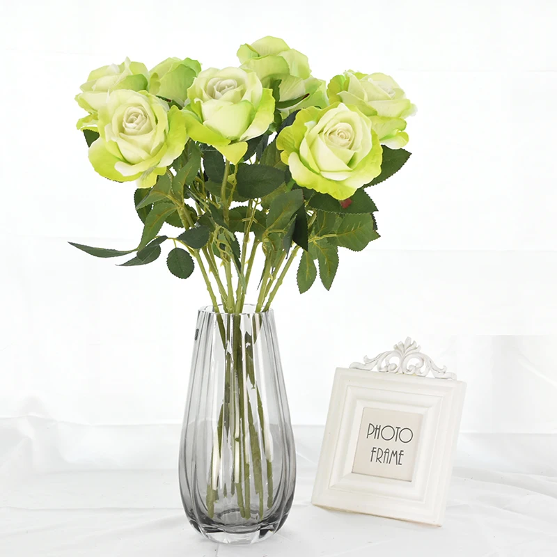 

5pcs Romantic Rose Artificial Flowers Long Branch Silk Roses Wedding Home Table Decor Arrange Fake Plant Valentine's Day Present