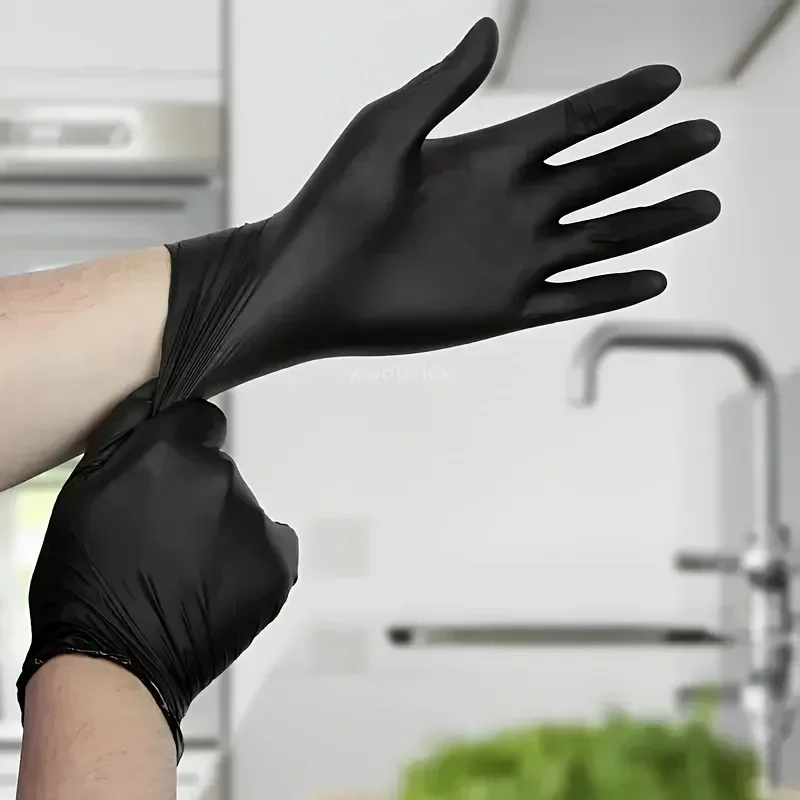 Nitrile gloves 100pcs black Rubber gloves house cleaning tools latex disposable gloves work motorcycle kitchen washing dishes