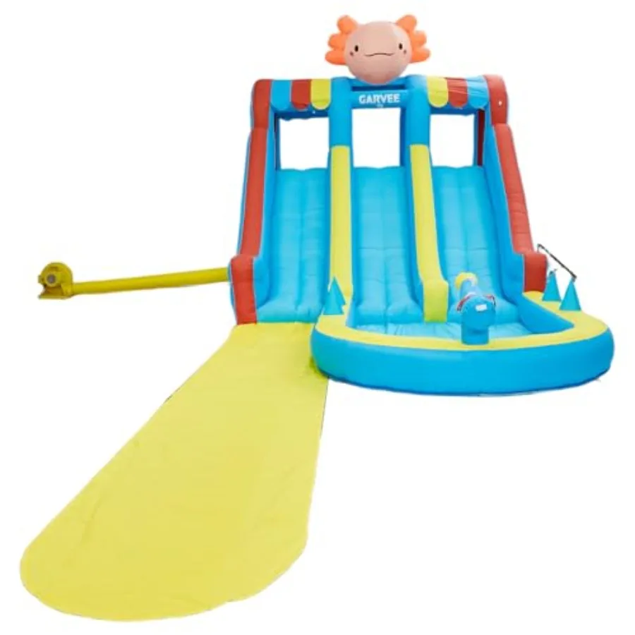 

Надувной батут-горка с двумя дорожками, длинным скользящим матом, бассейном для брызг и мощным насосом для улицы и двора