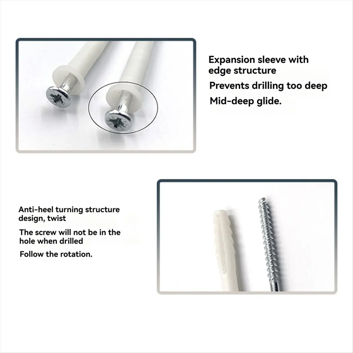 AA77 NEW  100pcs Plastic Expansion Tube with Screws Wall Plug Fasteners Simple Long Type Glue Plug Expansion Bolt