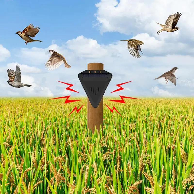 

Waterproof Solar bird repeller timed sound and light alarm during the day orchard fish pond rice field to repel pigeons