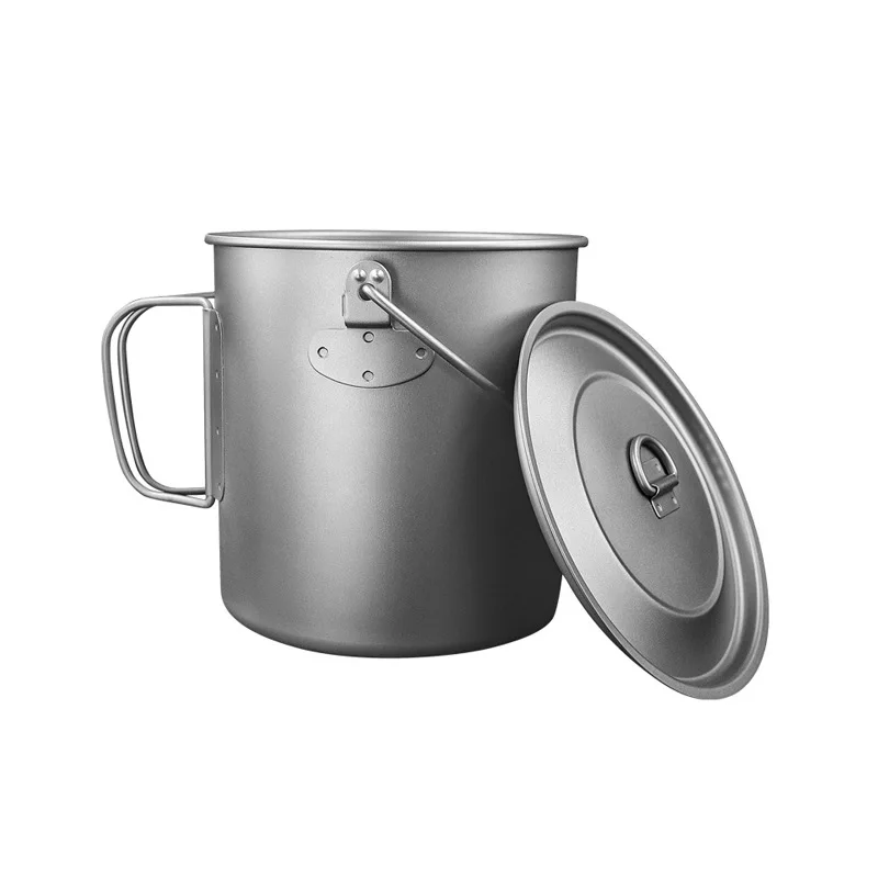 750/900/1000/1250ml Pure Titanium Mugs With Folding Handle,Single-layer Thickened,Antibacterial,Large-capacity Travel WATER CUP