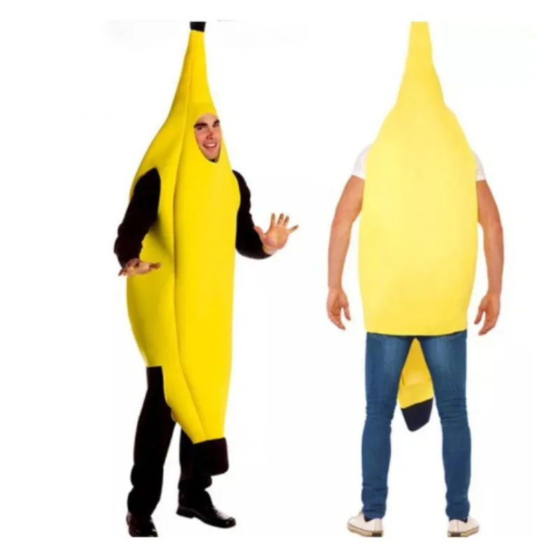 Child/Adult Unisex Fun Banana Set Yellow Costume Halloween Christmas Fruit Fancy Party Carnival Clothing Men