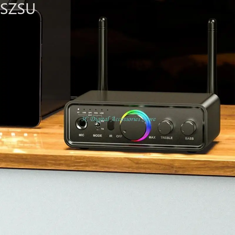 SZSU Wireless Auditory Adapter Transmitter Receiver Microphone Port 3 in 1 Music Adapter with DSP Sound Enhancement