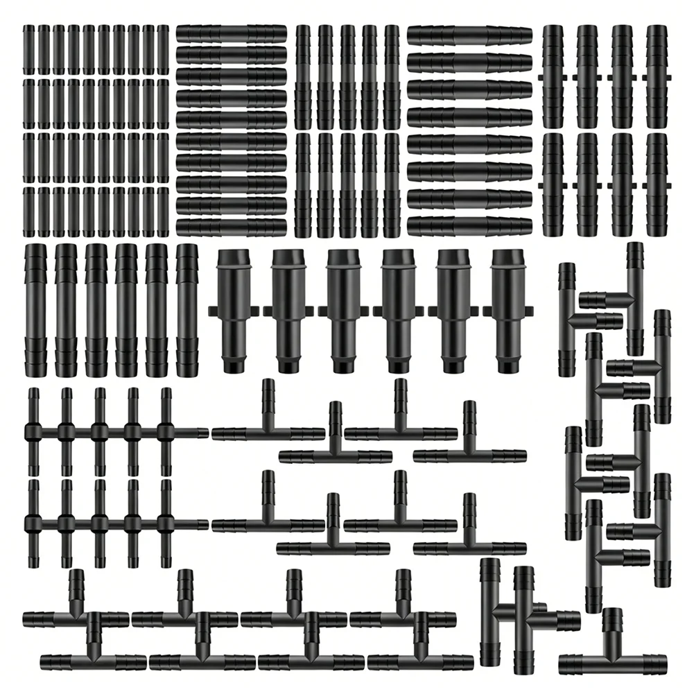 2026 New 128Pcs Vacuum Connector Assortment Plastic Hose Joiner Tee Water Pipe Joints Plastic Straight T Piece Connectors