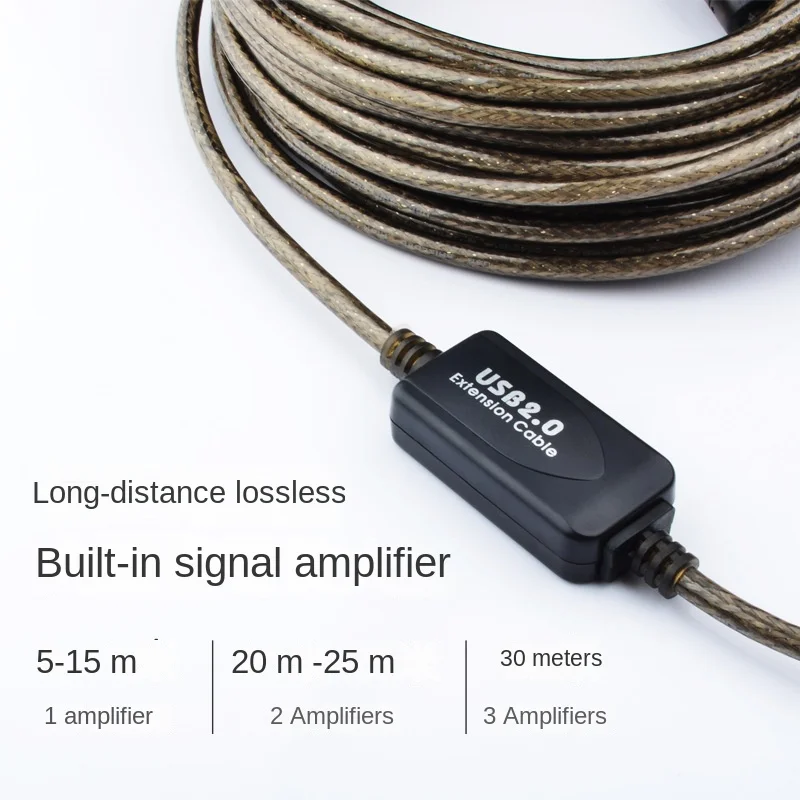 100FT USB 2.0 Type A Male to A Female Active Repeater Extension Cable 50FT, High Speed 480 Mbps 10M 20M 30M