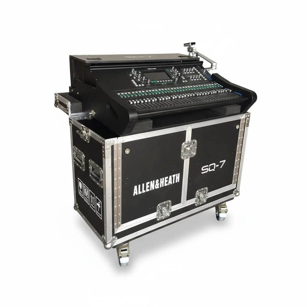 Digital Mixer Case, Aluminum Plywood, Hydraulic Flight Case for Allen & Heath SQ7, Shockproof Road Mixer Case with Foam