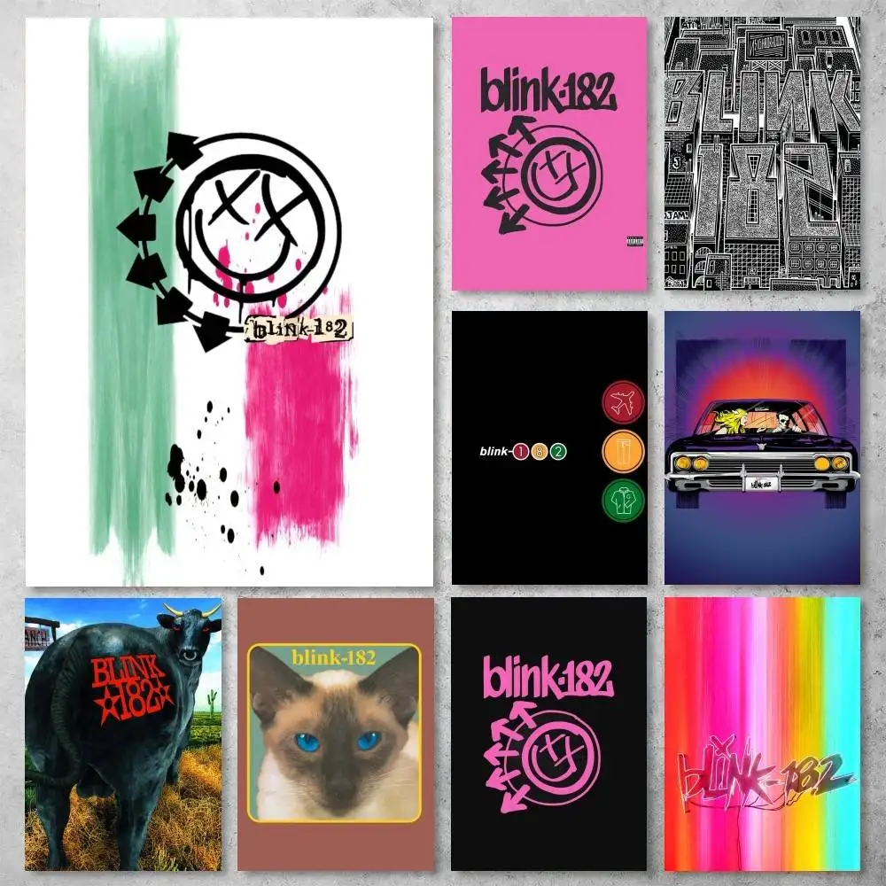 B-BLINK-182 One More Time Poster Sticker Gallery Prints Self Adhesive Home Decor Decoration Wall Decals Living Room