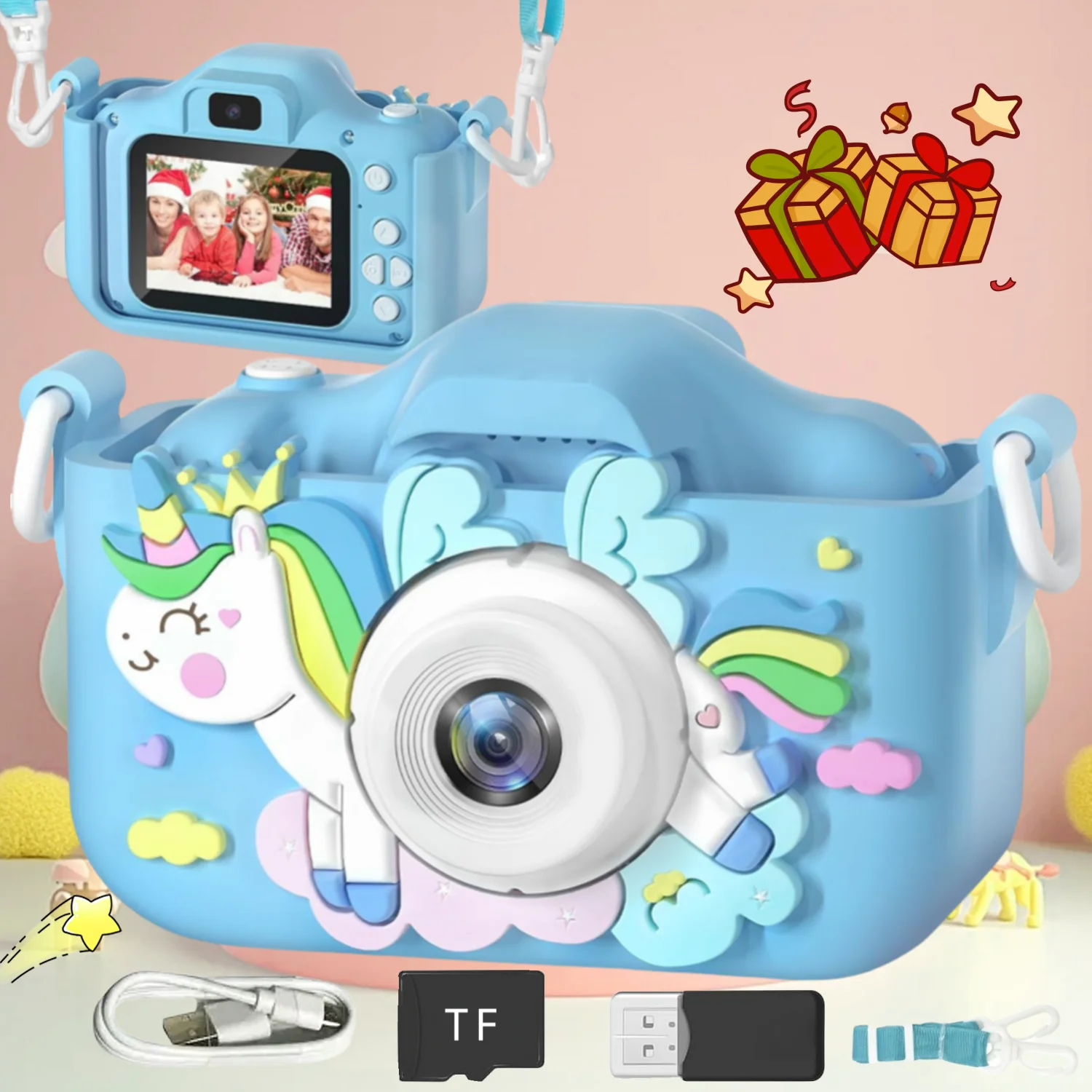 Kids Camera 1080P HD - TF Card Included, 20MP Dual Lens with Selfie Mode, Outdoor Adventure Toy for 5-12 Year Olds.