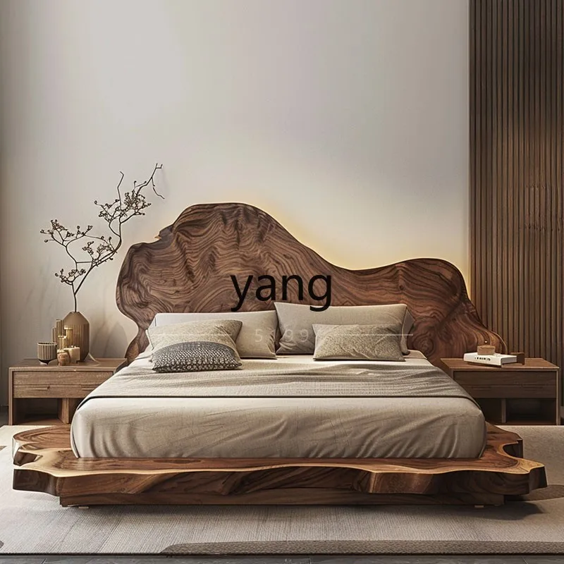 LMM solid wood wabi sand wind platform bed solid wood bed plate type collapse meter