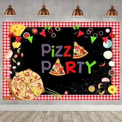 5x3ft Pizza Party Photo Backdrop Props Pizza Color Food Kids Birthday Decor Backdrop Photography Banner for Table Party Decor