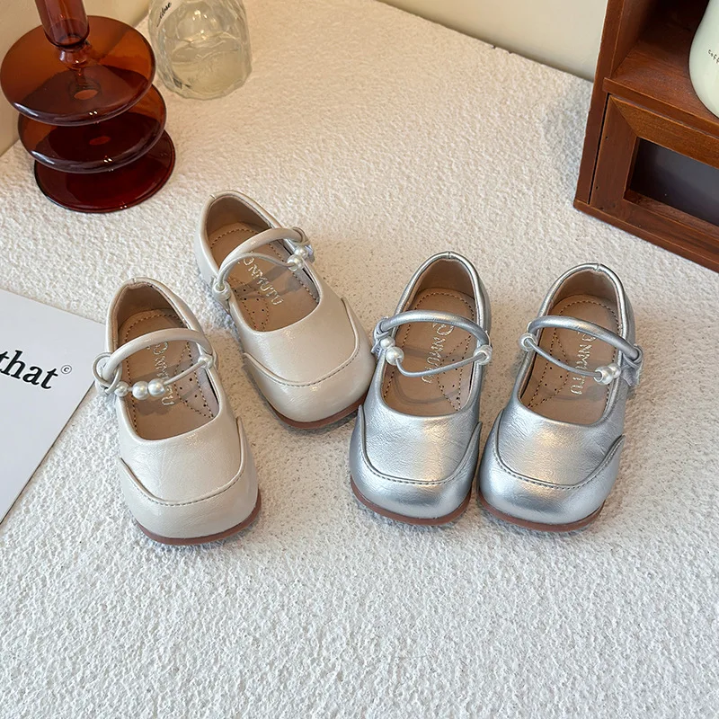 

Girls Spring Autumn New Princess Shoes PU Leather Shoes Soft Sole Non-slip Square Mouth Fashion Flats School Loafer Size 23-34