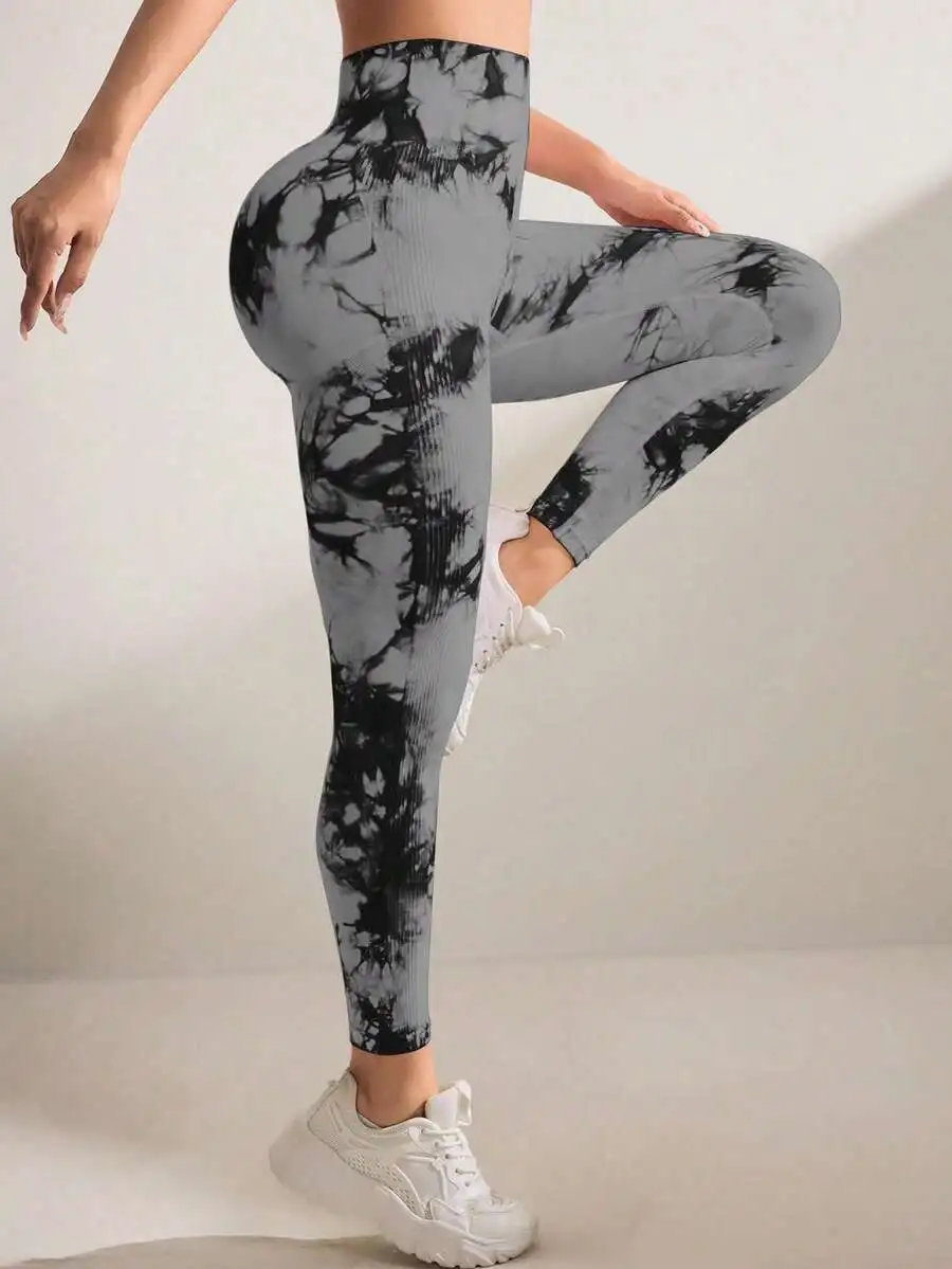 

High Waist Tie-Dye Print Leggings Casual Fitness Yoga Pants