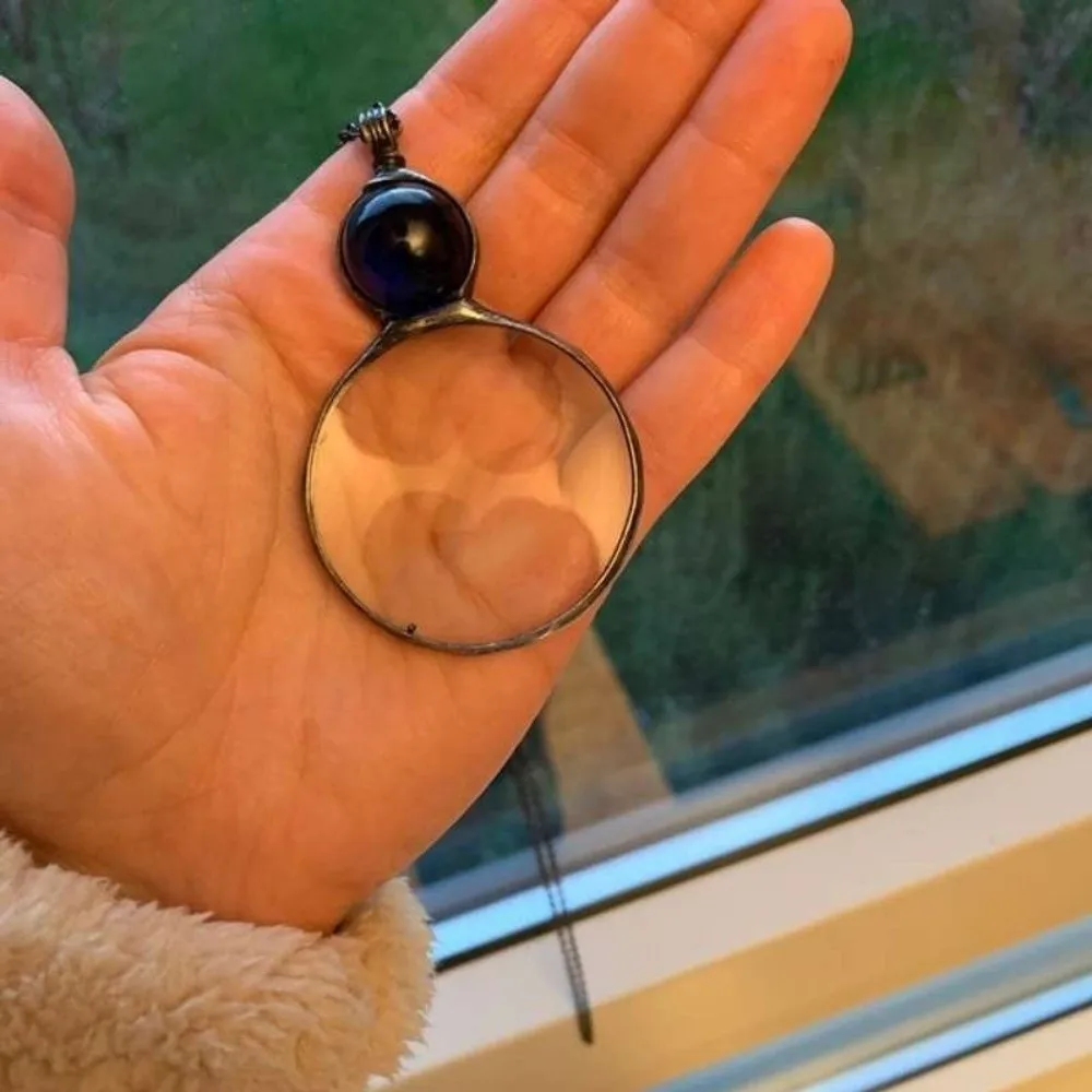Metal Circular Magnifying Glass Pendant Fashion Reading Amplifier Sweater Chain Pendant BoHo Style Vintage Lens Pendant Necklace
