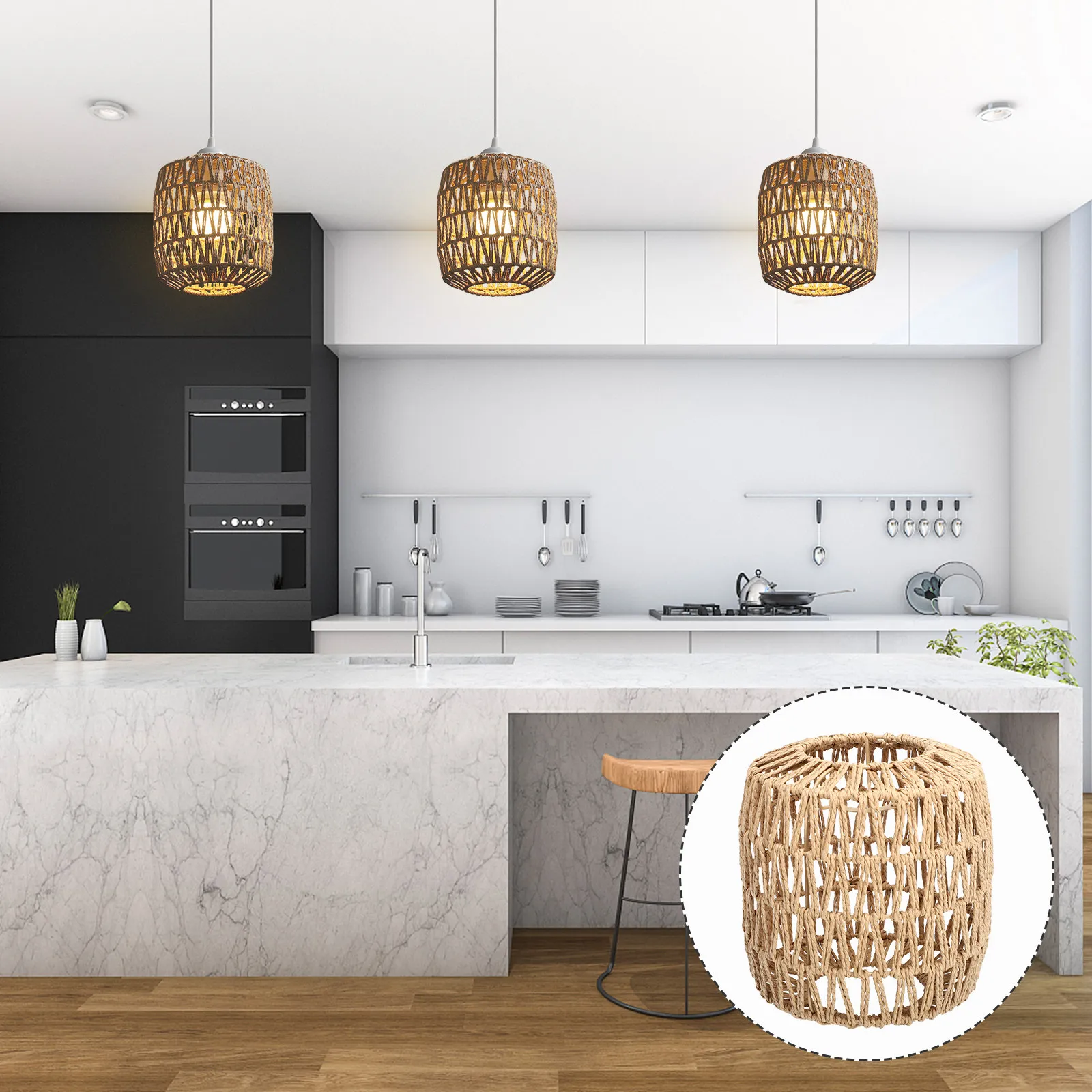 

1 шт. Плетеный абажур ручной работы из имитации веревки, подвесной светильник для спальни, гостиной, декоративное освещение в деревенском стиле