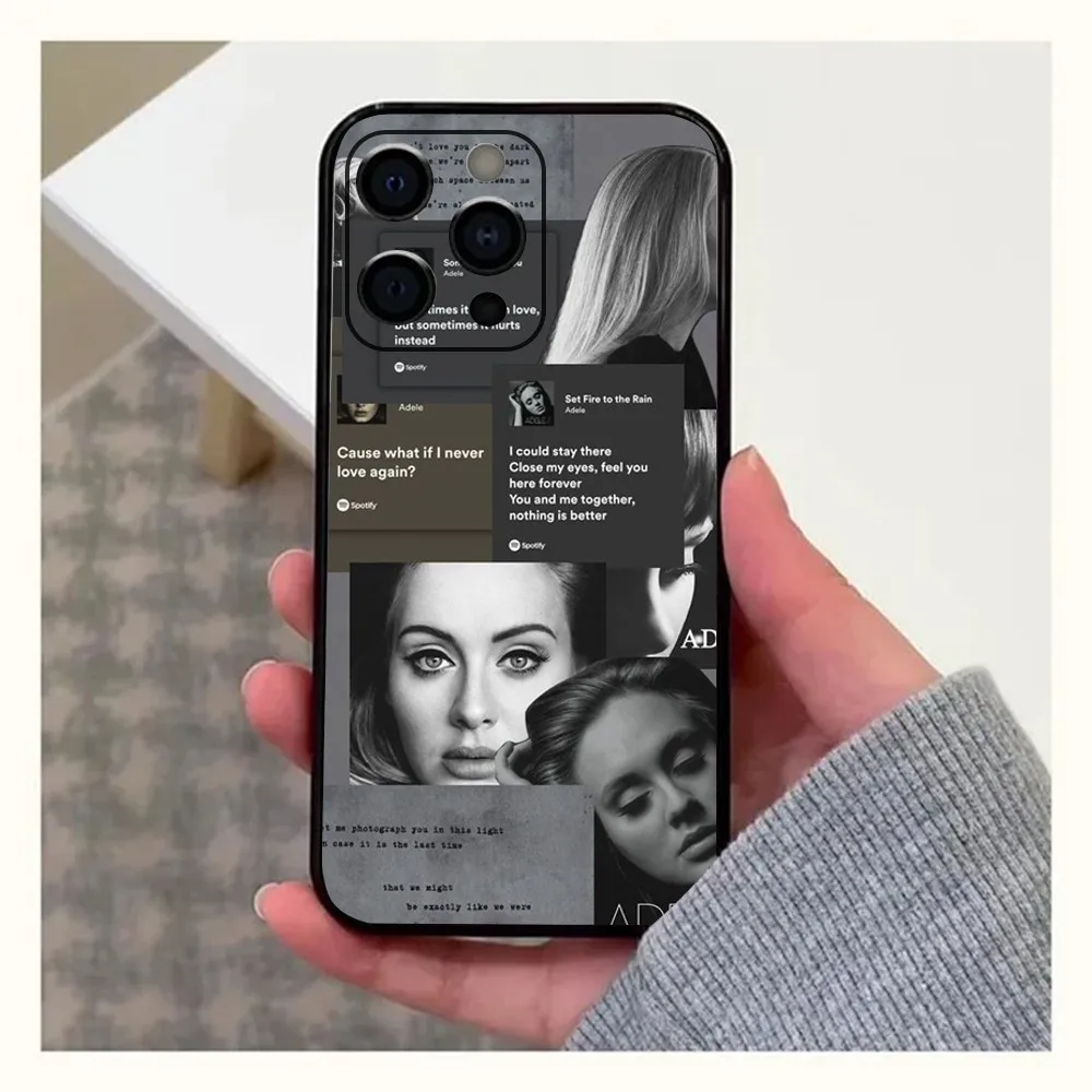 Singer Adele A-Adkins Phone Case For Apple iPhone 15,14,13,12,11,Pro,X,XS,Max,XR,Plus,Mini Soft Black Cover