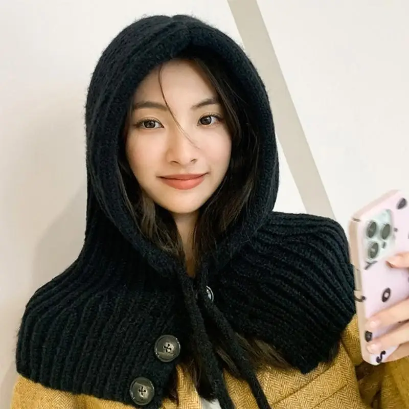 النساء الفتيات اليدوية محبوك القبعات مقنعين الشتاء الرقبة حماية قبعات الأزياء Y2K اكسسوارات الدفء أغطية الرأس لركوب الدراجات في #4