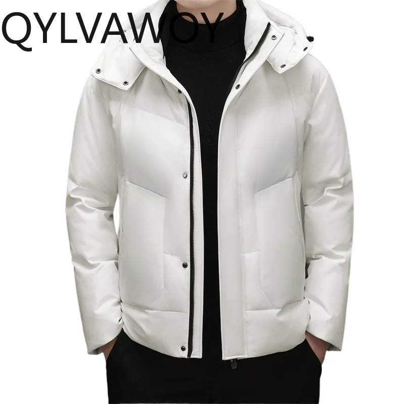 

QYLVAWOY 90%Duck Down Mens Winter Jackets New Puffer Jacket Man Thicken Warm Coat Detachable Hood Doudoune Hommes Loose Daily