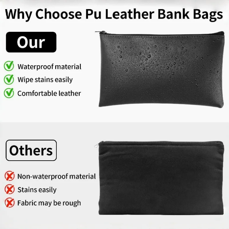 Bolsa de Cuero con Cierre - Multifuncional, Gran Capacidad, Correa para Archivos, Cartera, Bolsa para Papelería, Adecuada para Guardar Artículos de Uso Diario