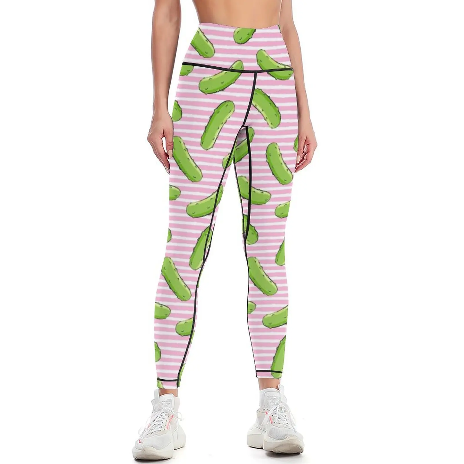 

Леггинсы Pickles - Pickle on pink stripes. Женская спортивная одежда. Спортивные брюки. Женские брюки. Сексуальные женские леггинсы. Женские леггинсы.