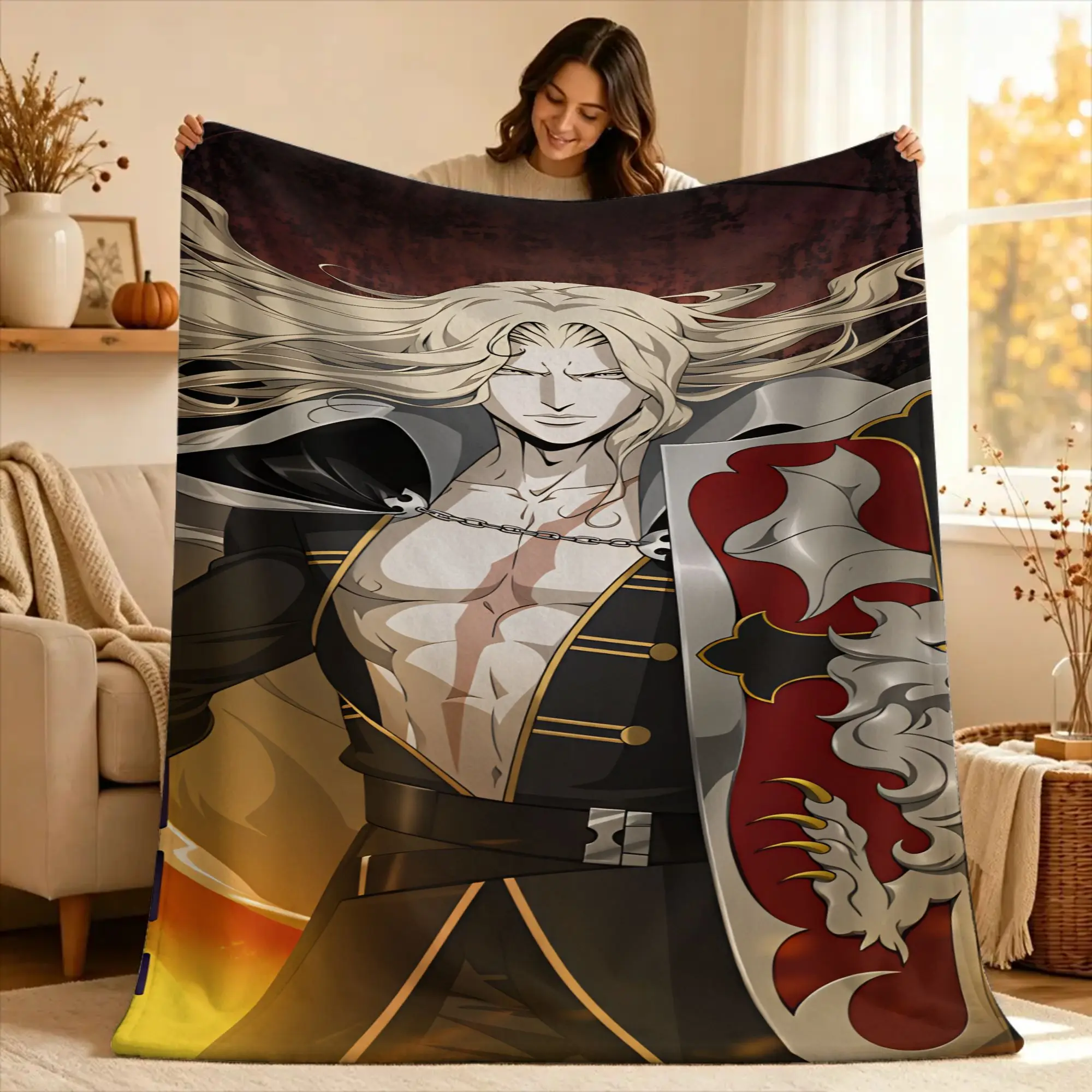 C-Castlevania Alucard Blanket  Picnic Flannel Throw Blanket For Home Decor Soft Warm Custom Quality Bedspread Gift Idea