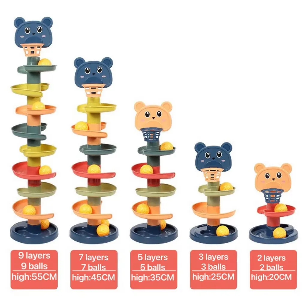 เด็ก Ball DROP และ ROLL Swirling Tower ซ้อนชุดของเล่น Montessori การศึกษาของเล่นเด็ก Rolling Ball เกมสําหรับทารก 1 2 3 ปี