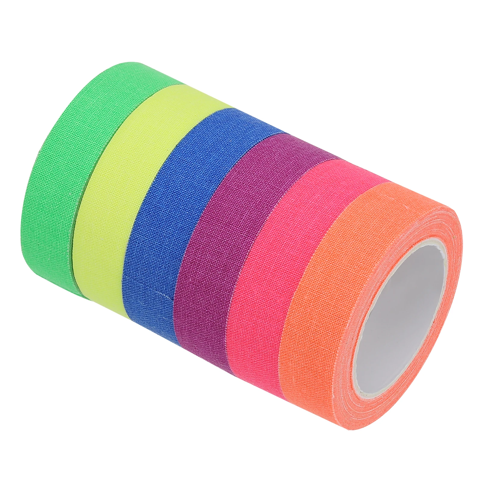 6Roll Neon Gaffer Cloth Tape Fluorescent Adhesive Tape UV Black Light Glow Tape for UV Party Six Colors