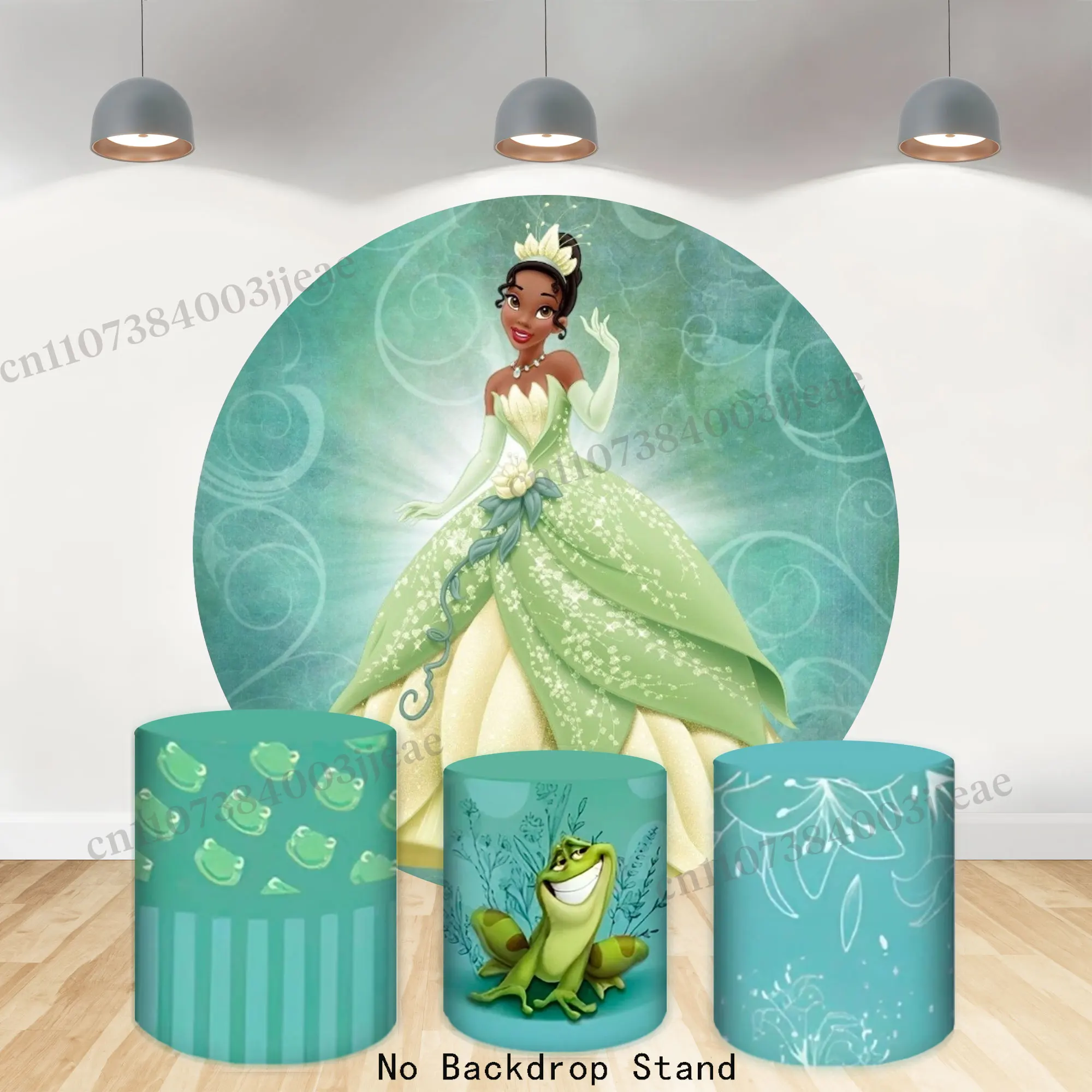 

Круглый фон-постер для девочек на первый день рождения, для вечеринки в честь рождения ребенка, с изображением Принцессы и Лягушки, декоративный фон-реквизит