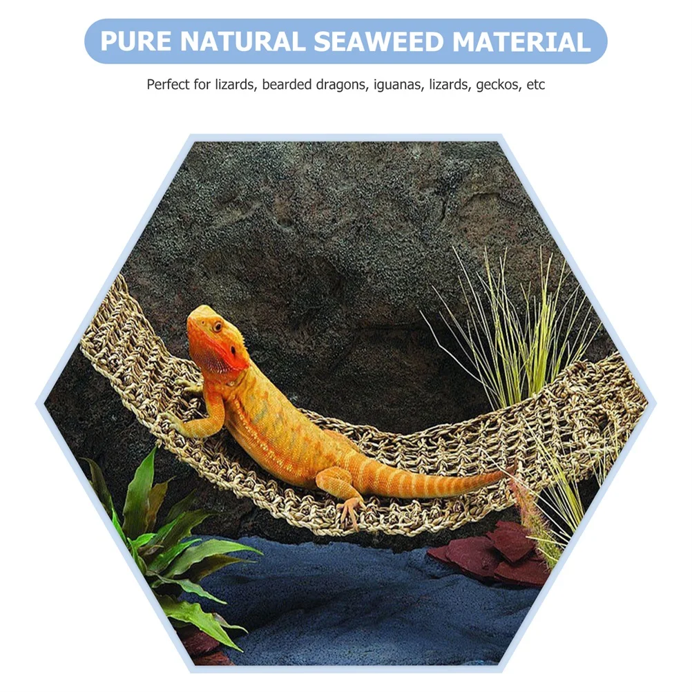 

2Pcs Pet Grass Mat Reptile Hammock Natural Seagrass Lounger Swing Bed Lizard Bridge Gecko Accessories Pet Habitat Decor Durable