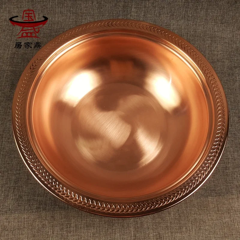 Pure Copper Hot Pot Polished Thickened 28-36cm Induction Gas Compatible for Home Commercial Shabu Shabu Stew Soup Cooking Pot