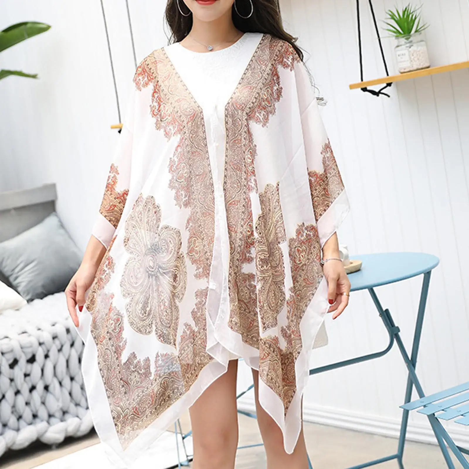 Frau Chiffon Bluse Mode Frauen Schal Schal gedruckt Sonnencreme Sonnenschutz Schal Strands chal weiche lose Bikini Cover Tops